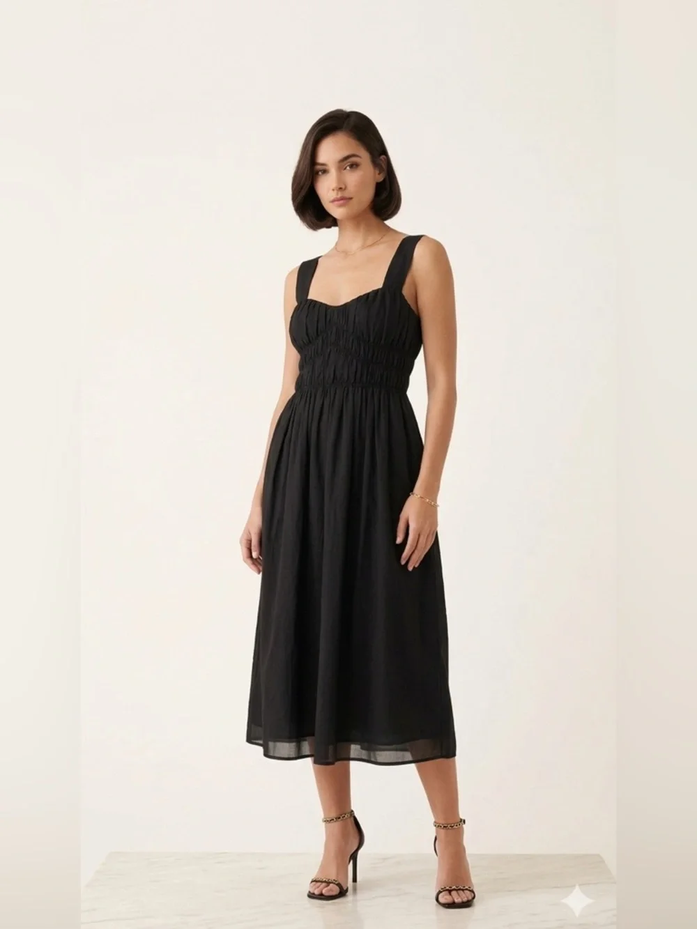 Burberry Black Sleeveless Midi Dress with Wide Straps NEW 2 - Picture 3 of 10